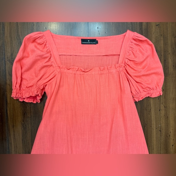 Pomander Place Tuckernuck Darcy Dress Small Coral Linen Blend Summer Chic Beach - Picture 3 of 13